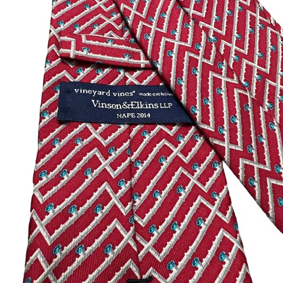 Vineyard Vines Vinson & Elkins Red Blue Plumbing Pipes Silk Classic Tie - Picture 4 of 5